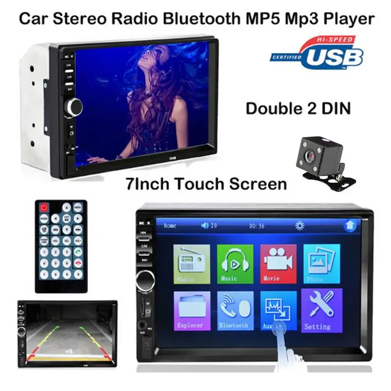 

7 Inch Double 2 DIN Car Bluetooth Stereo Radio Car Dual Ingot MP5 Card Player Car MP5 MP3 Player Bluetooth Touch