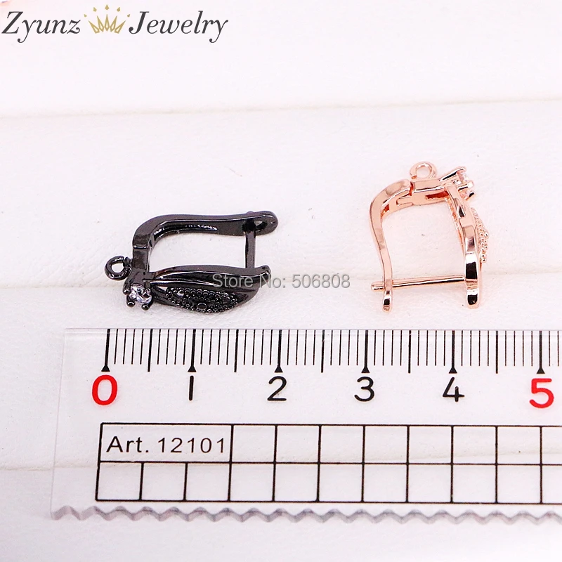 10 пар ZYZ326-0264 крючков с фианитом серебряный цвет золото розовое черный провод уха