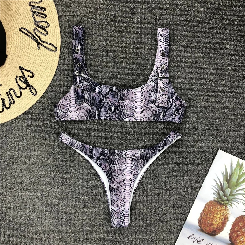 Bikinx змеиным принтом бикини 2019 Новый летние ремень сексуальный купальник push up