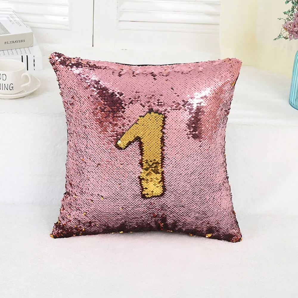 Двухцветные блестящие подушки сделай сам с блестками декоративная наволочка для