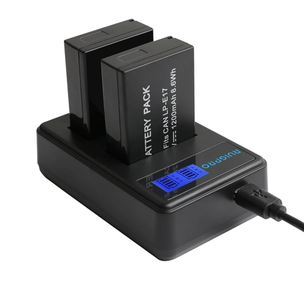 RuigPro 1200 mAh LPE17 LP E17 Батарея + LCD Dual charger для Canon EOS 200D M3 M6 750D 760D T6i T6s 800D 8000D поцелуй X8i