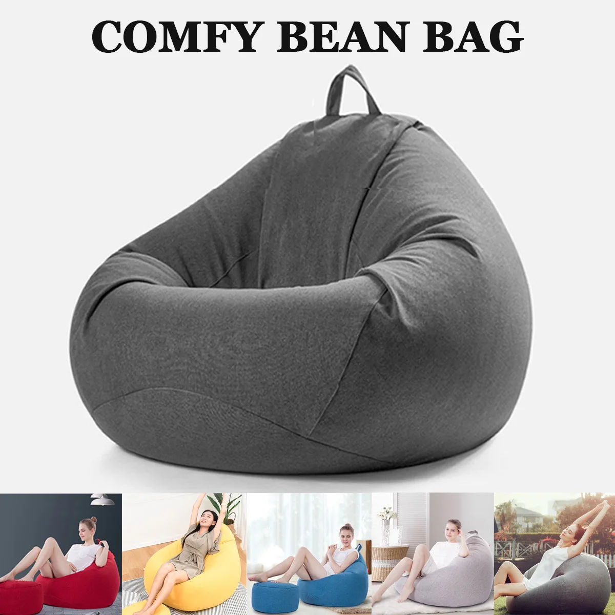 Большие маленькие чехлы для диванов Lazy BeanBag стулья без наполнителя льняной ткани