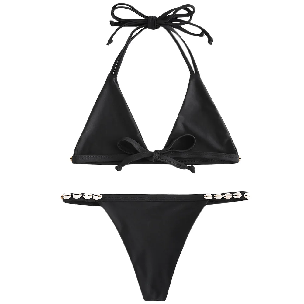 ZAFUL String нашивка в виде ракушки комплект бикини Холтер повязки стринги 2019 без