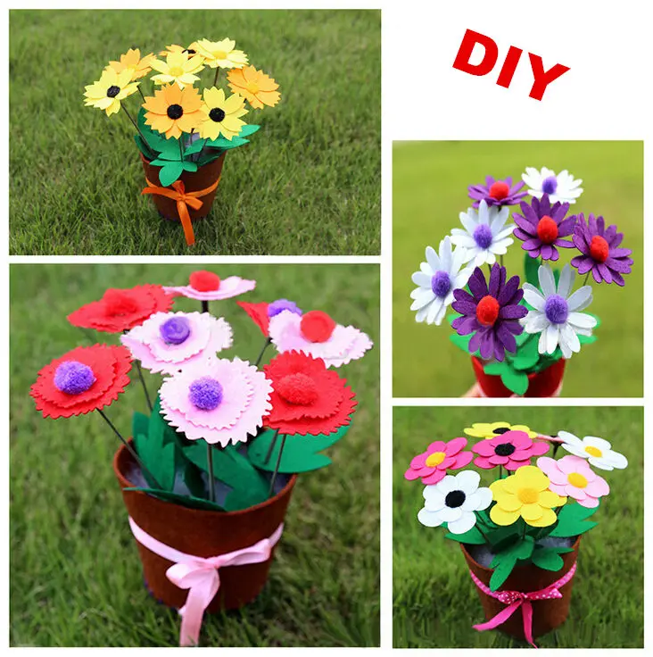 Happyxuan 4 шт. DIY цветочный горшок фетровая текстильная игрушка Искусство ремесло Наборы Детский сад креативный ручной работы развивающие для девочек