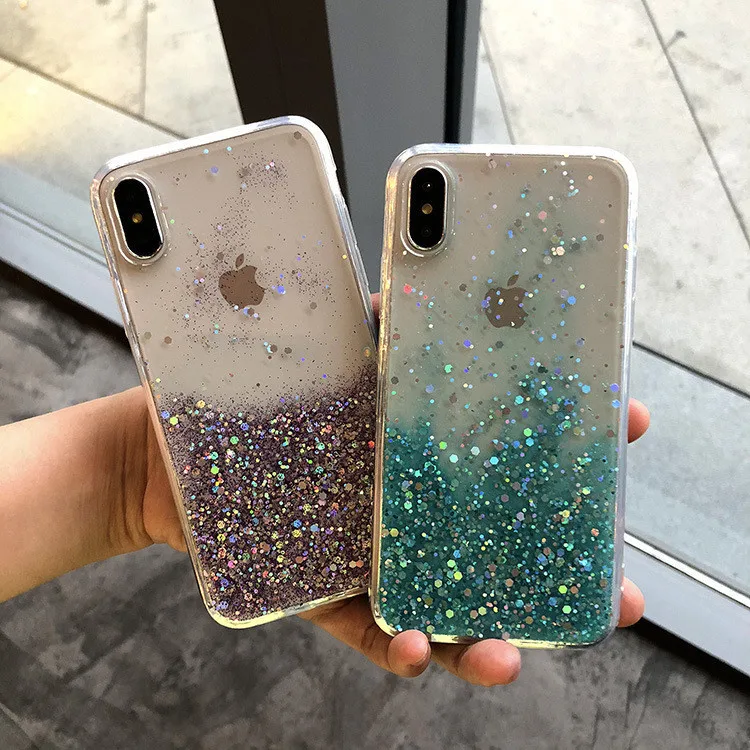 Новый Блестящий Роскошный чехол для Iphone XR 7 6 6s 8 Plus чехлы мягкий прозрачный из ТПУ X