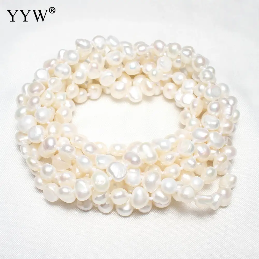 

Natural Freshwater Pearl Sweater Chain Necklace Potato Pearl Beads Long Chain Pearl Necklaces For Woman Mom Bridal Jewelry