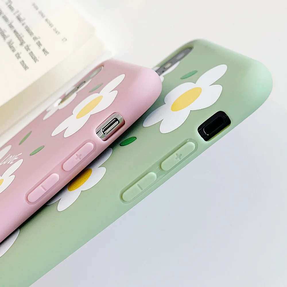JONSNOW Matte Phone Case for iPhone 6S 6P 7 8 Plus Small Daisy Pattern Soft Silicone Cases X XR XS Max Capa Fundas |