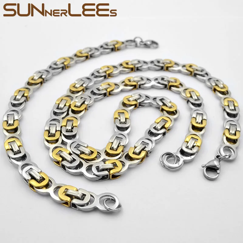 SUNNERLEES ювелирные изделия из нержавеющей стали ожерелье браслет набор 8 мм коробка