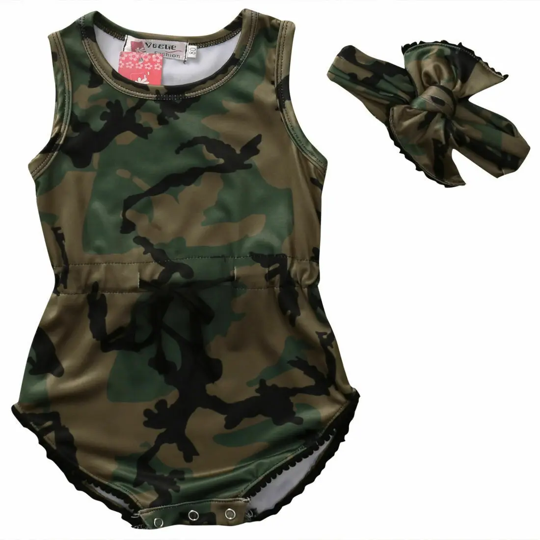 

Newborn Toddler Baby Girls Camo Bodysuit Jumpsuit One-Pieces Summer Sleeveless Baby Clothes Outfits 0-24M
