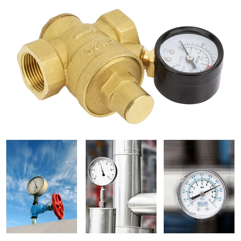 DN20 Регулируемый латунный регулятор давления воды с манометром|Клапан| |