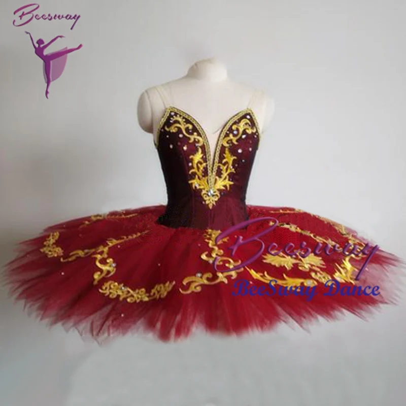 

Red Professional Ballet Tutu Dress Women classical Ballet Soloist Stage dance Costume women Pancake Ballet Tutus skirt