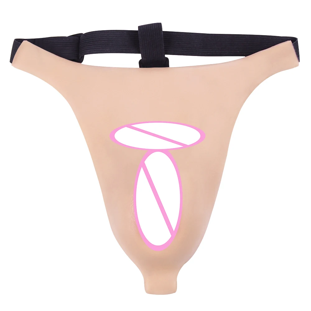 

KOOMIHO Fake Viginal Panties Men Hiding Gaff Silicone Thong with Catheter for Crossdresser Transgender Drag Queen 1G