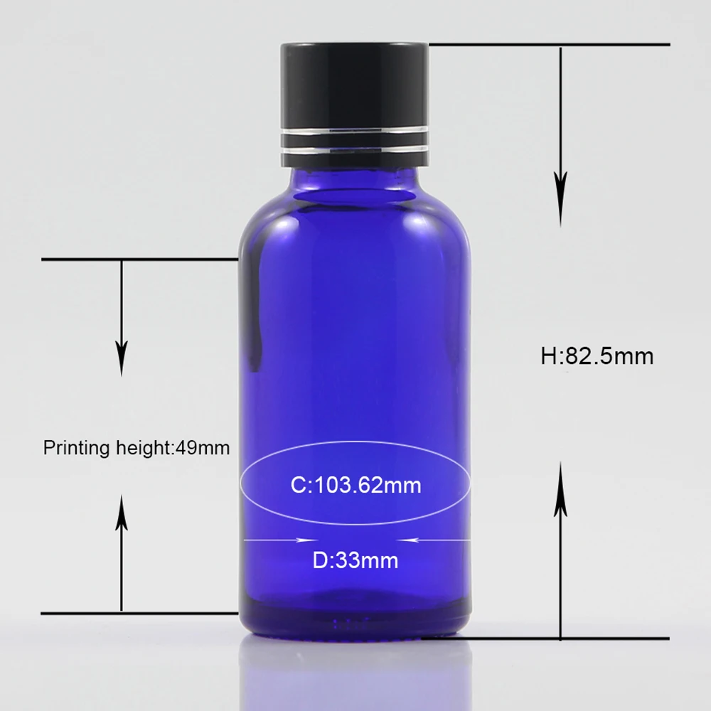 1oz empty bottles with plastic stoppers, blue glass containers for essential oil bottle 30ml