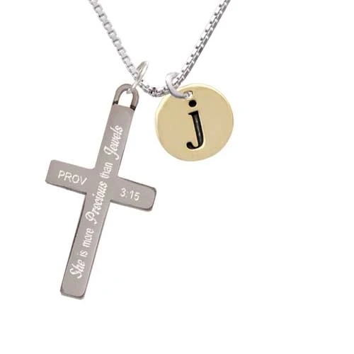 Золотой тон диск 1/2 ''Initial J She является более драгоценным крест