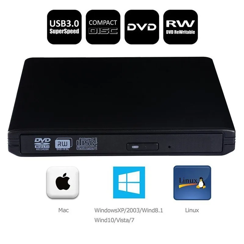 USB 3 0 внешний DVD/проигрыватель компакт-дисков RW DL DVD тонкий оптический привод