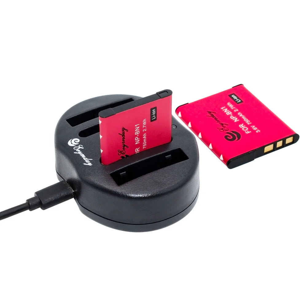 Литий ионный аккумулятор NP BN1 2 шт. с 1 двойным USB зарядным устройством для Sony DSC W310