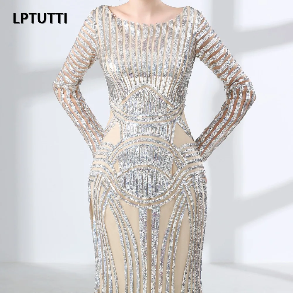 Женское длинное вечернее платье со шлейфом с блестками|Вечерние платья| |