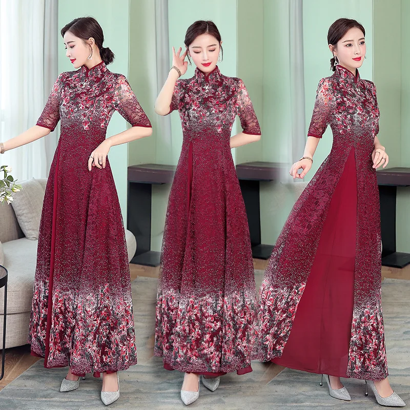 Женское винтажное платье Ципао Dames Jurken Haute Couture Sommerkleid элегантное для дня рождения