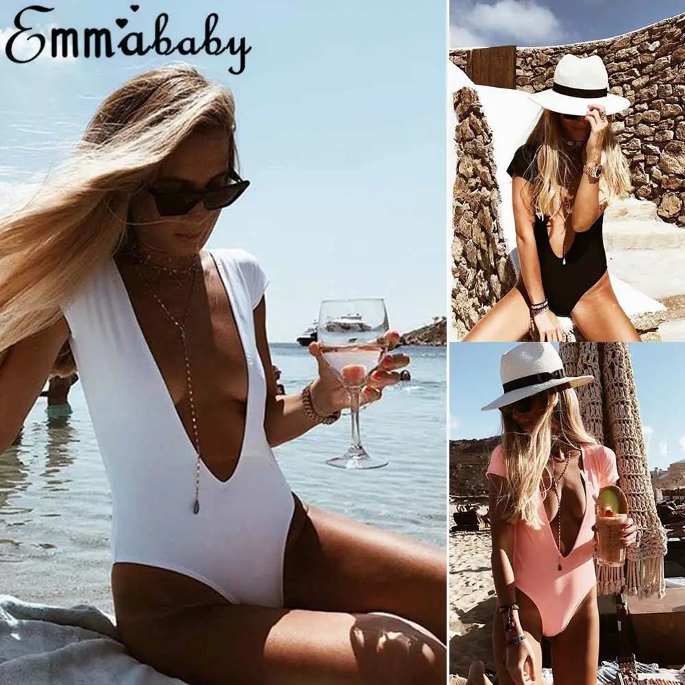2019 Новые горячие женские цельные пуш ап v образным вырезом бандажные бикини