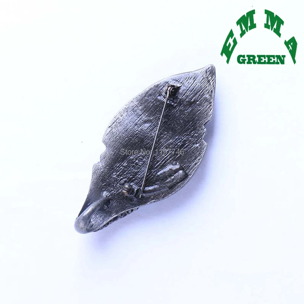 Romantic Retro Metal Leaf Shape Blue Crystal Brooch Pin Vintage Natural Jewelry Corsage Accessories For Women Fit Wedding Party | Украшения