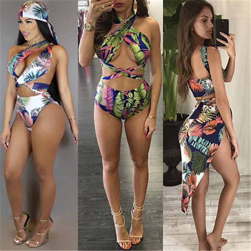 Новинка 2018 лидер продаж Женский бандажный комплект бикини с принтом женский