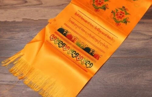 

Тибетский буддизм монгольская молитва Хата хахада шарф двухрядная печать желтый