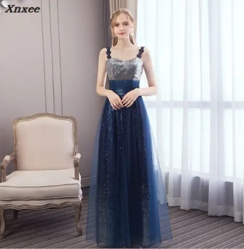 

Real Photo Elegant Long Sleeve A Line V Neck Chiffon Lace Beaded Long Dresses 2018 Xnxee Robe De Soiree Xnxee
