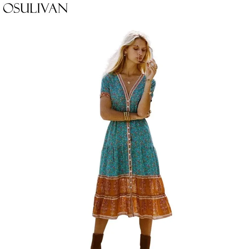 OSULIVAN размера плюс летнее женское платье Zomer Jurk Boho Jurken Grote Maten Robe Femme пляжное