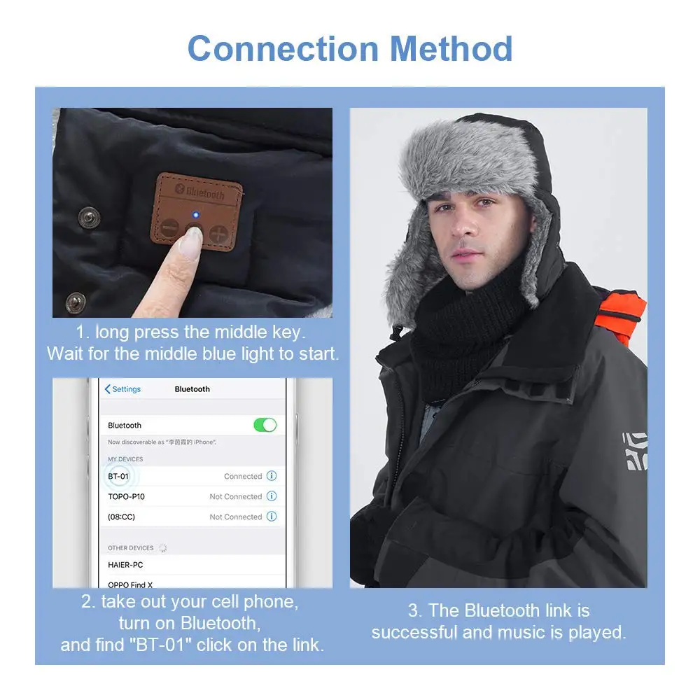 Highever Warm Riding Hat Beanie Wireless Bluetooth Smart Cap Headset Headphone Speaker Mic Bicycle Cycling | Электроника
