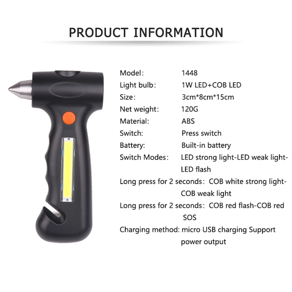 Многофункциональный COB светодиодный вспышка светильник аварийного автомобиля