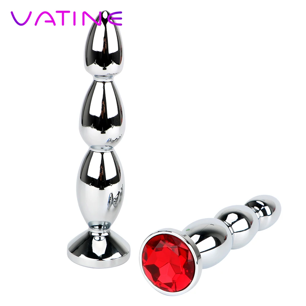 VATINE Big Size Jewel Anal Plug Metal Beads Prostate Massage Long Butt Sex Toys for Women and Men Adult Product | Красота и здоровье