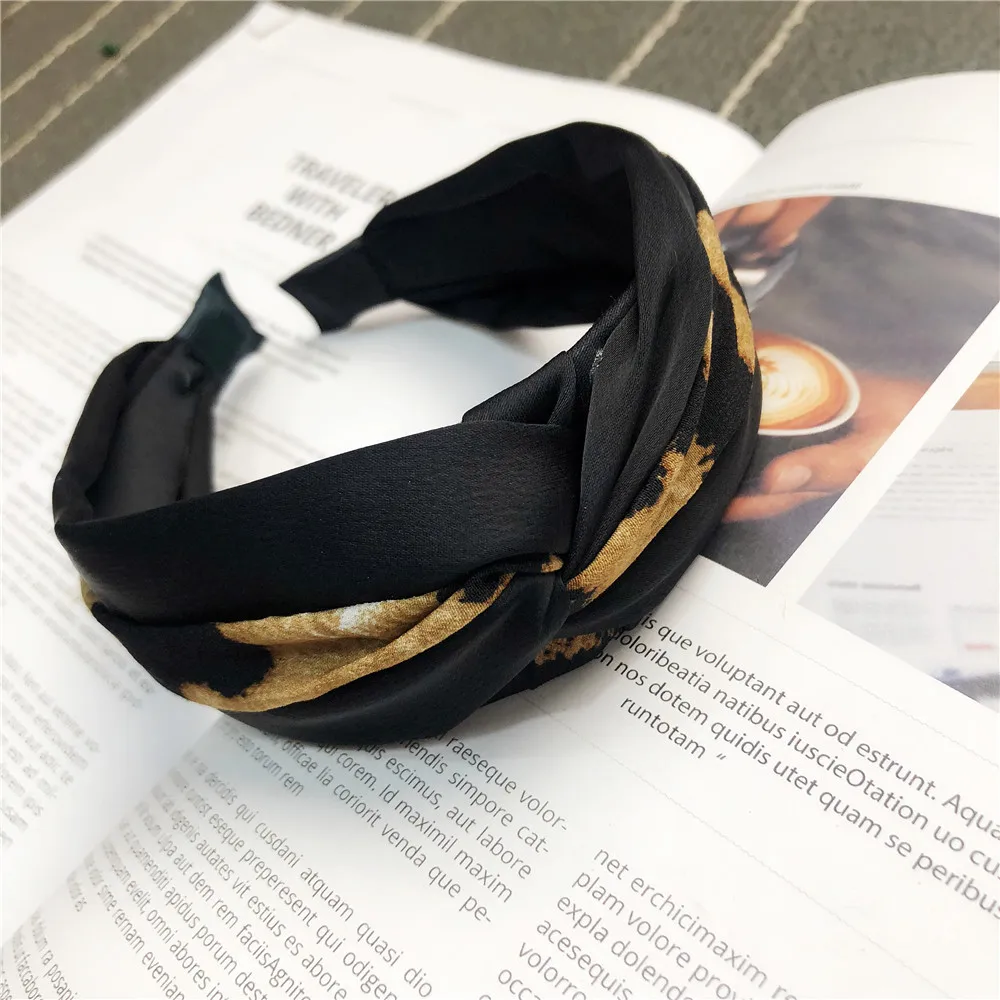 Personalized Leopard Colorblock Headband Goddess Temperament Fabric Wide |