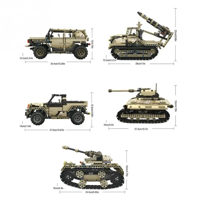 Строительные блоки DIY автомобиль сборная игрушка RC военный грузовик Танк модель 2