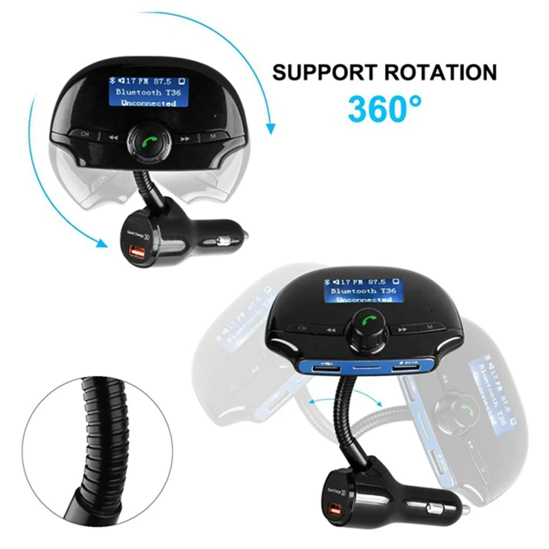 Bluetooth FM Transmitter Car Wireless Radio Adapter Kit Support MP3 Player SD Card Quick Charge 3.0 Dual USB Charger | Автомобили и
