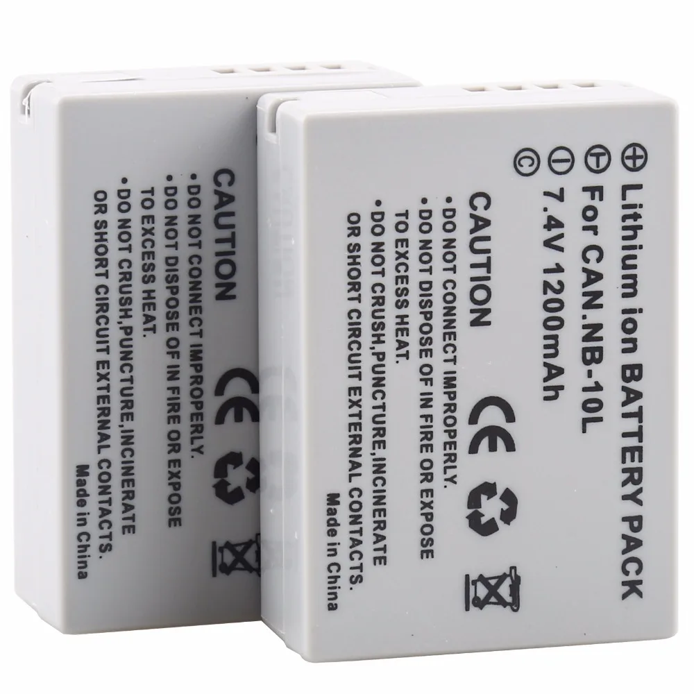 Аккумулятор для цифровой камеры Canon NB10L NB 10 л NB-10L 2 шт. PowerShot G1X G15 G16 SX40HS SX50HS SX60HS SX40 SX50