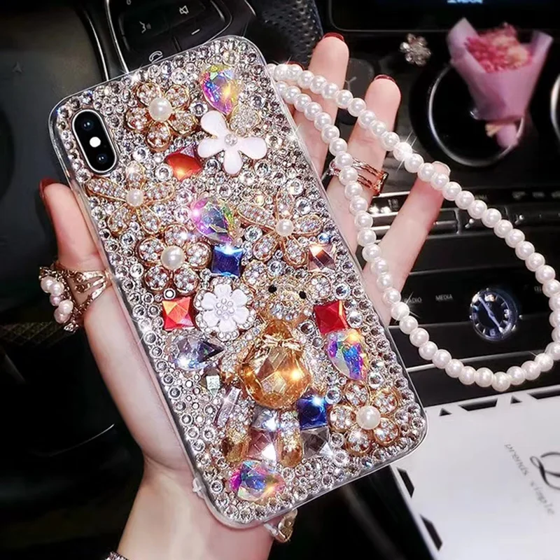 3D Мишка драгоценный камень Полный алмаз шикарные Чехлы для Samsung A30 A50 M10 M20 A8 2018