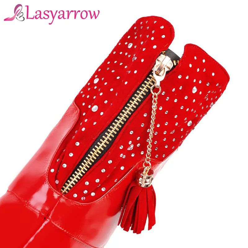 Lasyarrow/женские сапоги на высоком каблуке пикантные Женские Сапоги выше колена