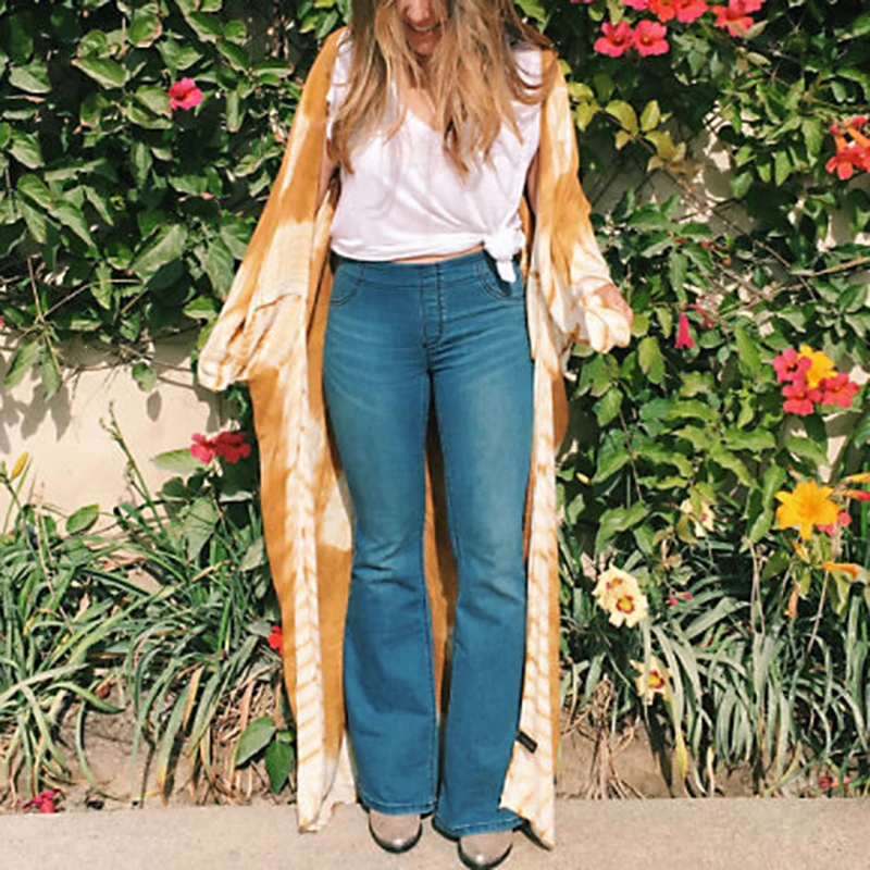 BOHO женский кардиган длинный свободный Flowy шаль кимоно пальто Пляжная накидка Топ