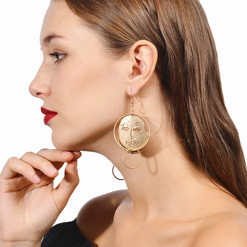 Ретро Простые индивидуальные серьги гиперболы hollowed букле d'oreille femme 2019 aretes de mujer