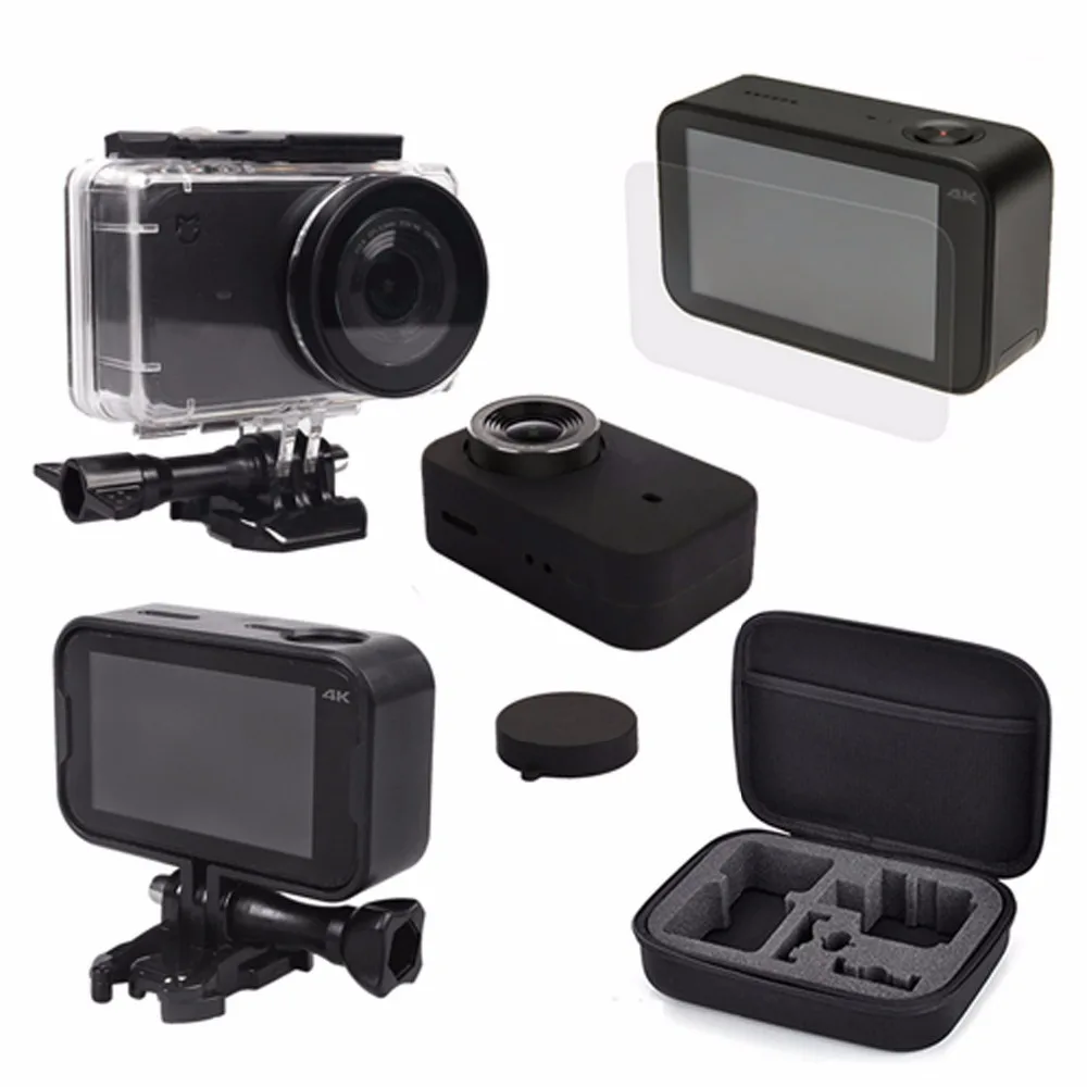 Mesuvida For Xiaomi Yi Mijia 4K Action Camera Waterproof Housing Case Storage Bag Frame Shell Cover Skin Protector Film | Электроника