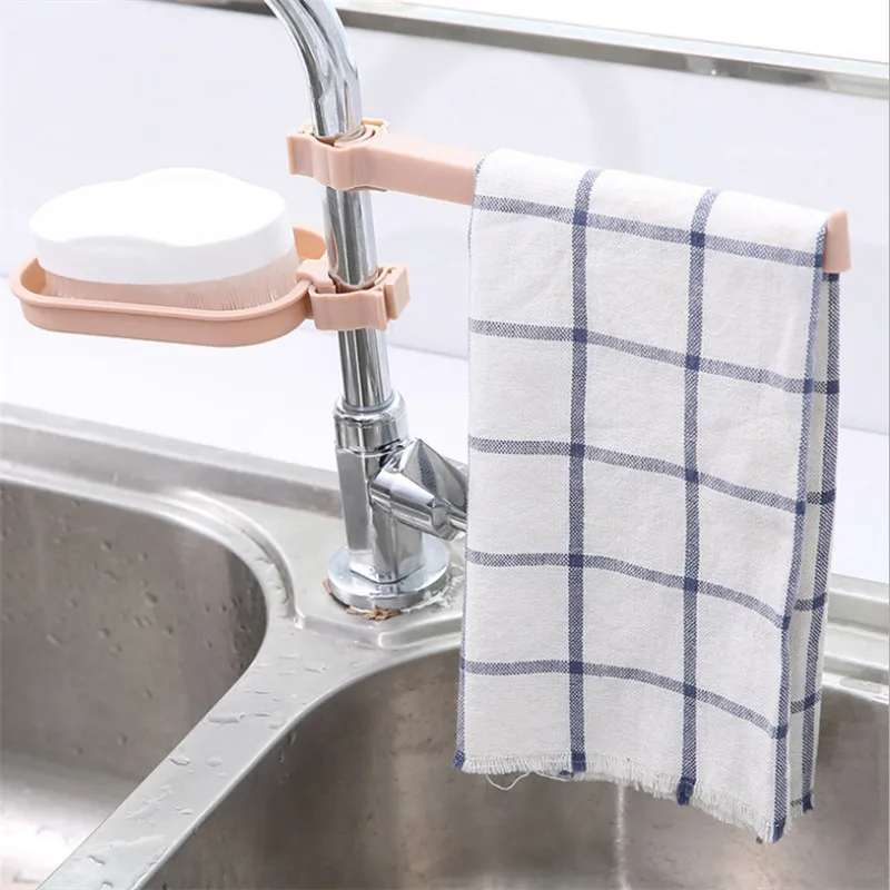 2pcs/set Gadgets Faucet Drain Rack Adjusting Basket Accesorios De Cocina Sink Sponge Kitchen Accessories-S |