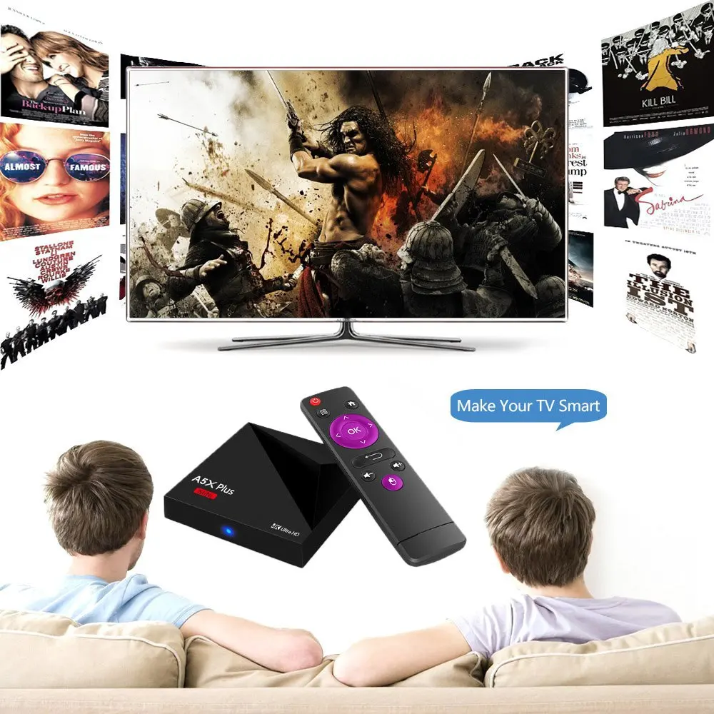 A5X плюс Мини Смарт Android 8 1 ТВ приставка Rk3328 Четырехъядерный 4K Vp9 H.265 Hdr10 Usb3.0 2G/16G ПК Dlna