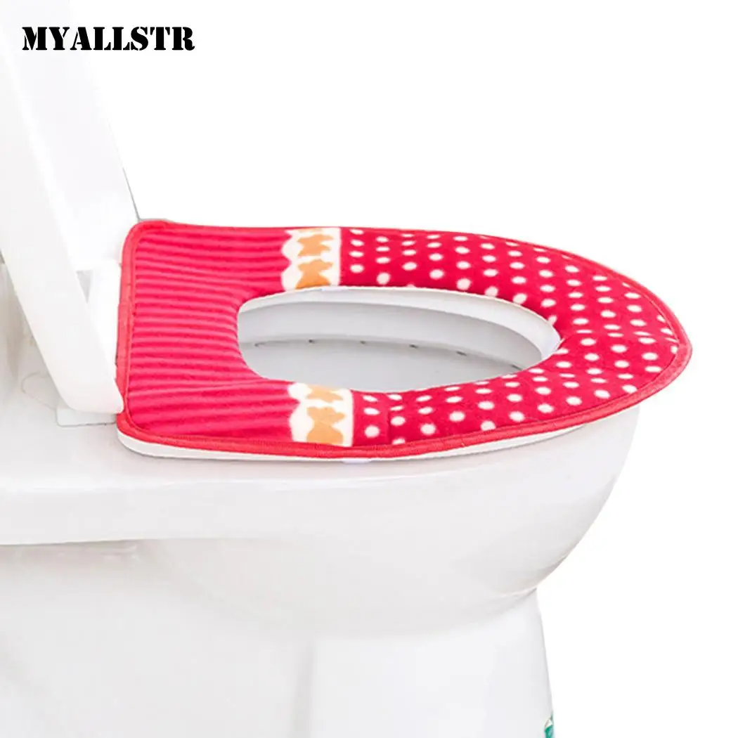 Pad pattern Seat Top toilet Bathroom Cover and Washable stripe Closestool Dot Warmer Toilet cover Soft Stripe | Дом и сад