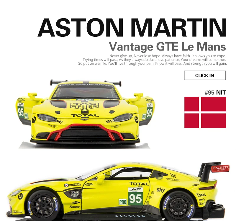 

1:32 Scale/Diecast Metal Toy Model/Aston Martin Vantage GTE Le Mans/Sound & Light Racing Car/Pull back Educational Collection