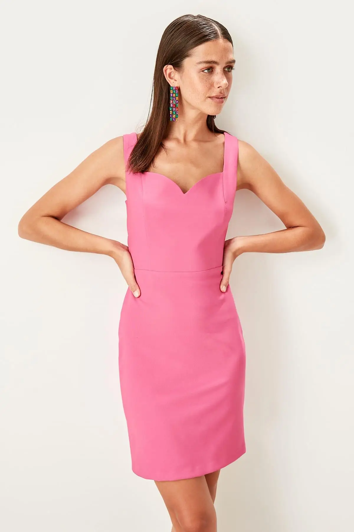 Trendyol фуксия Холтер платье TPRSS19BB0288|Женские платья| |
