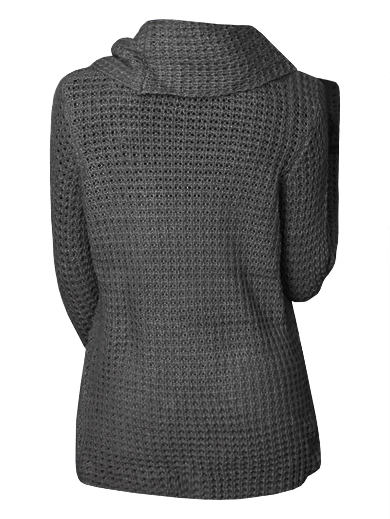 Wipalo Autumn Women Sweater Casual Cowl Neck Buttons Knit Asymmetric Sweaters Pull Femme Winter Tops Pullover New Solid Jumpers | Женская