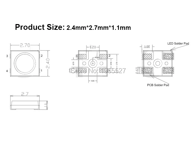(100 шт./лот) светодиодный чип Mini SMD 2427 SK6812 RGB Адресная цифровая полноцветная