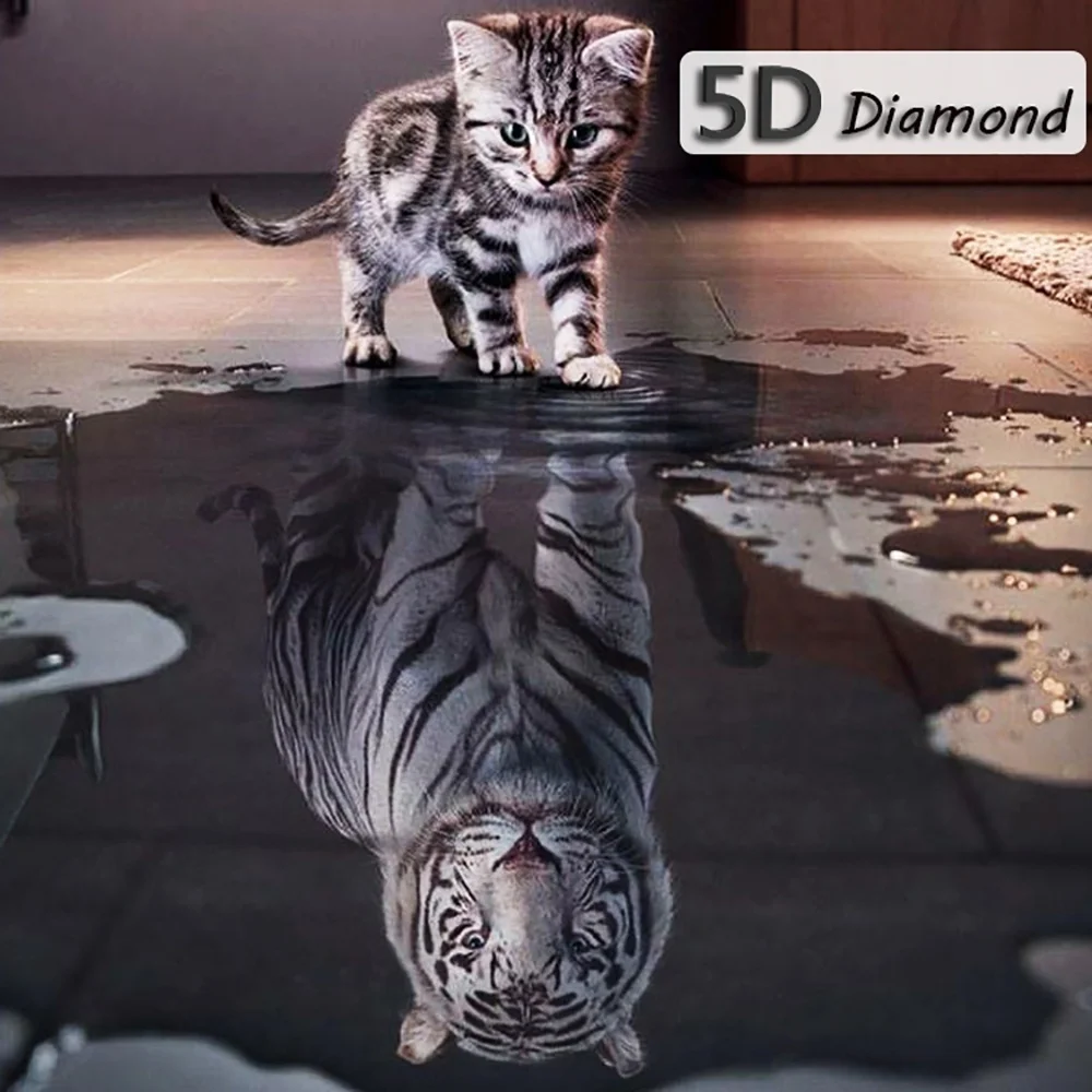 5D Сделай Сам вышивка крестом кот и тигр блики украшение дома алмазная краска