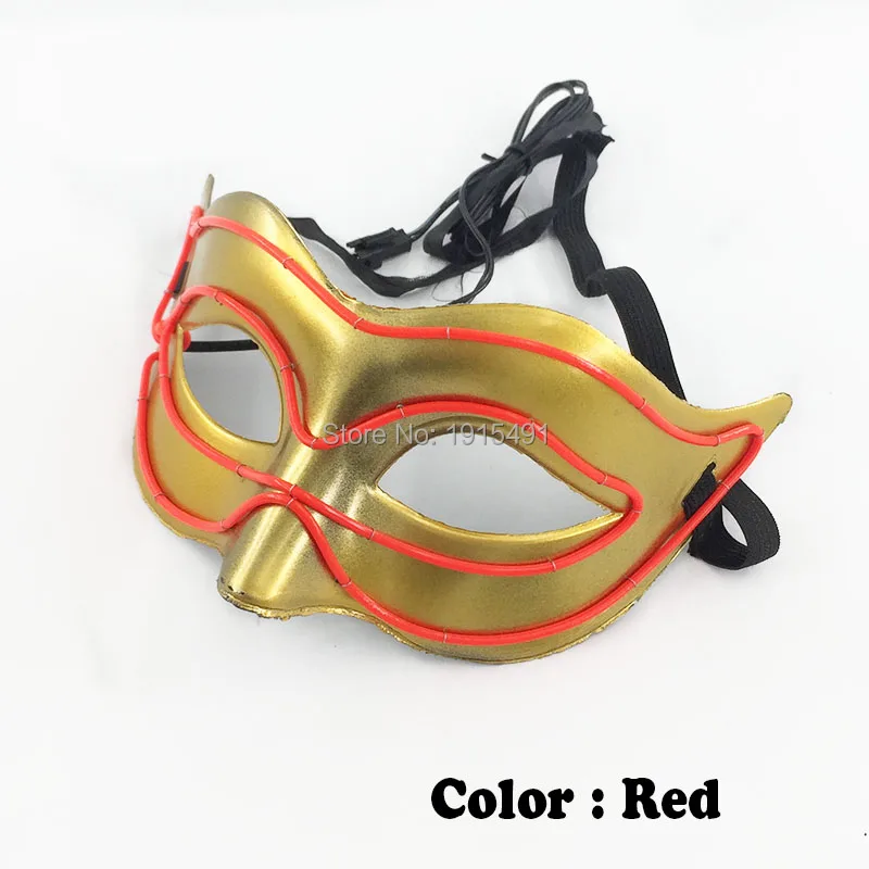 Яркая новинка светящаяся неоновая маска EL wire Fox на 2 батарейки AA|novelty lights|wire neon