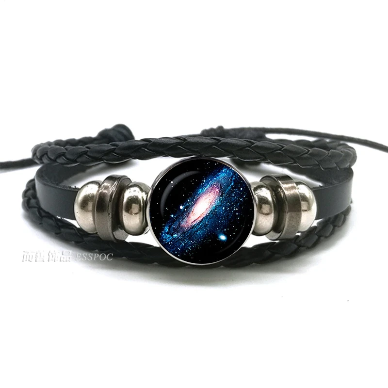 Многослойный кожаный браслет с бусинами в виде полумесяца|Гибкие браслеты| |